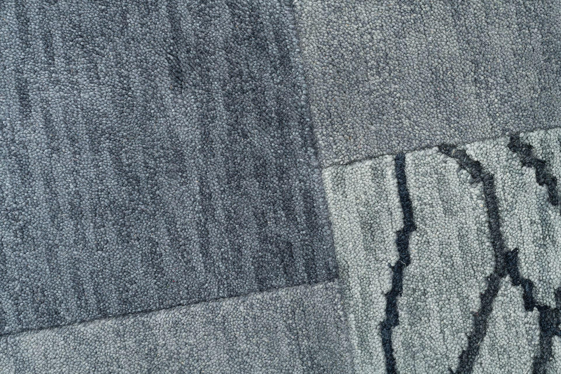 Thumbnail - Theko Handknüpfteppich, Anthrazit, Textil, Patchwork, Rechteckig, 70x140 cm, GoodWeave, für Fußbodenheizung geeignet, Te...