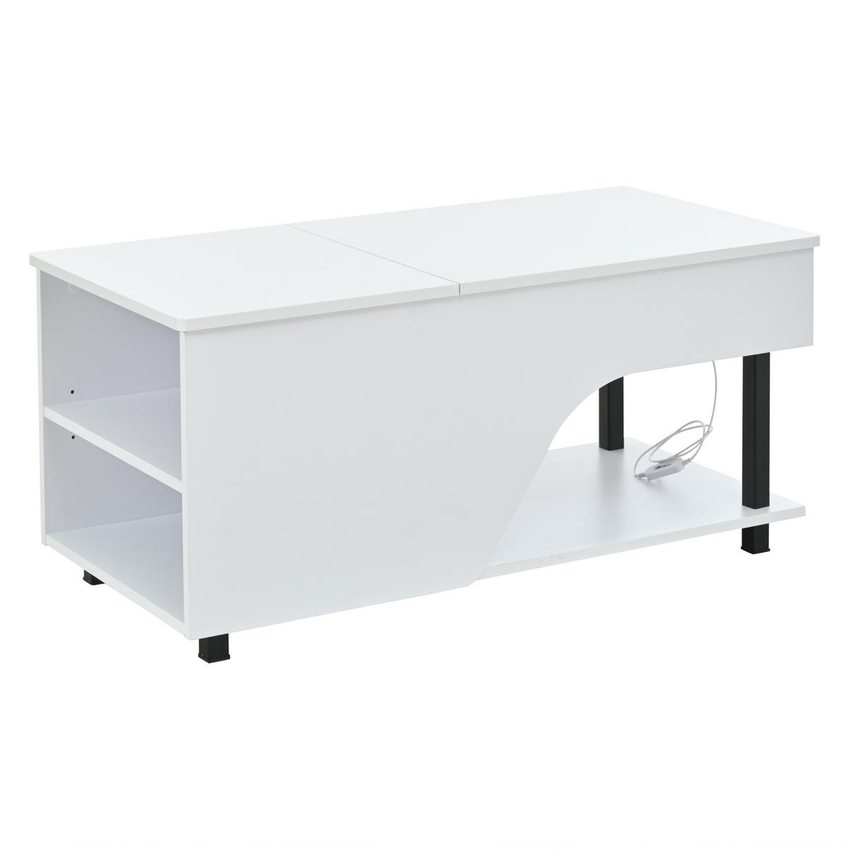 COUCHTISCH DE-37127 höhenverstellbar mit verstecktem Stauraum Weiß - Weiß, Holzwerkstoff (50/100/46cm) - ComfortXL