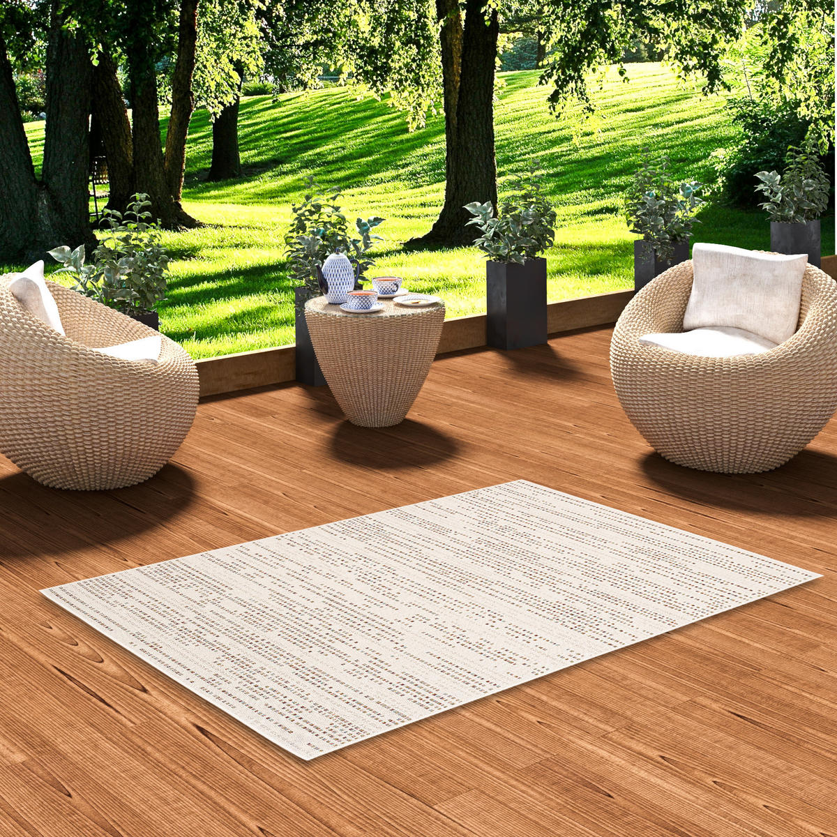 IN & OUTDOOR TEPPICH FLACHGEWEBE CAMPUS PIXEL - Beige, Textil (80/150cm) - Pergamon