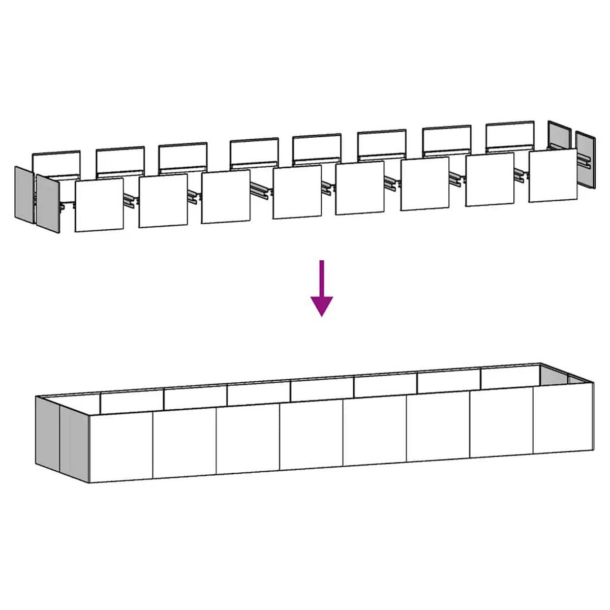 PFLANZKÜBEL Schwarz 360/80/40 Cm Stahl - Schwarz, Metall (360/40/80cm) - vidaXL