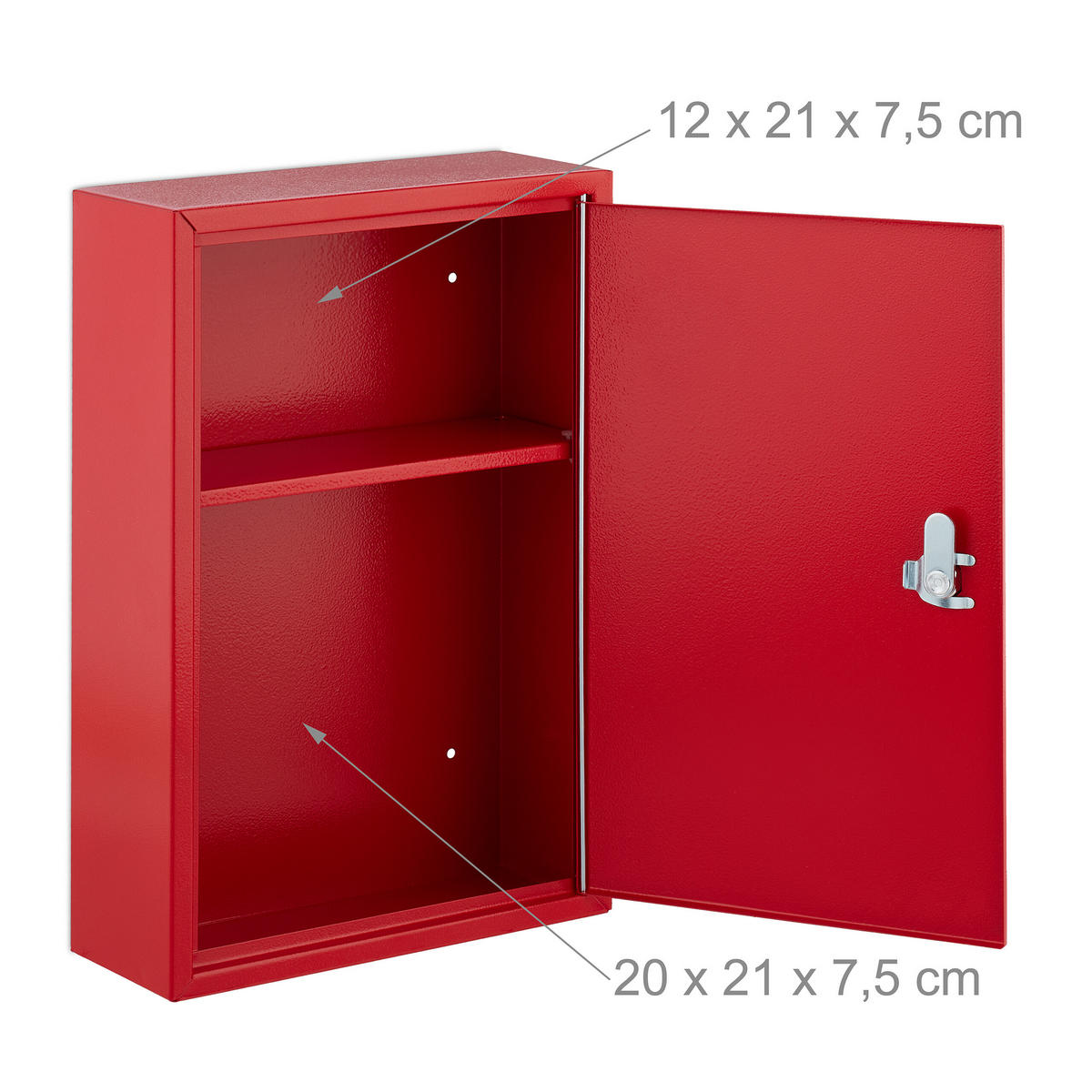 MEDIZINSCHRANK - Rot, Metall (21.5/32/9.5cm) - Relaxdays