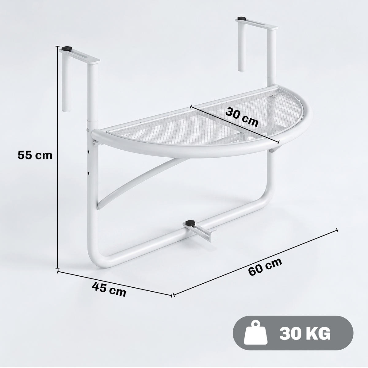 BALKONHÄNGETISCH, Weiß, Metall - Weiß, Metall (60/45/50cm) - Outsunny