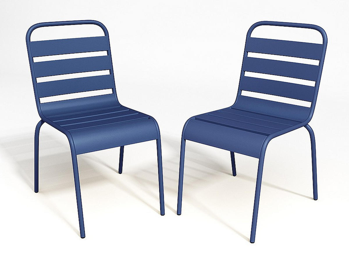 GARTENESSGRUPPE im Set - 2 -Sitzer - Stahl - marineblau - MIRMANDE - Blau, Metall - Vente-Unique