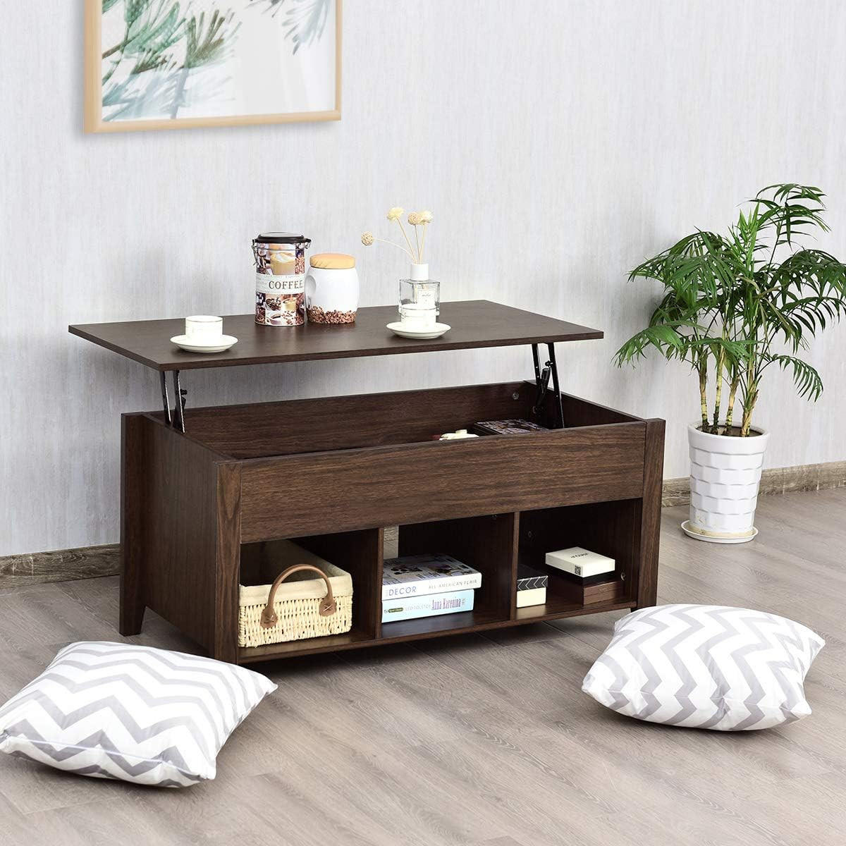 COUCHTISCH höhenverstellbar Braun - Braun, Holz (105/50/61cm) - COSTWAY