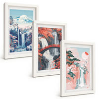 BILDER SET 3er Set - 20x30 cm Weißer Rahmen - Wasserfälle, Berge, Brücken, Bäume - Weiß, Kunststoff (20/30cm) - TULUP