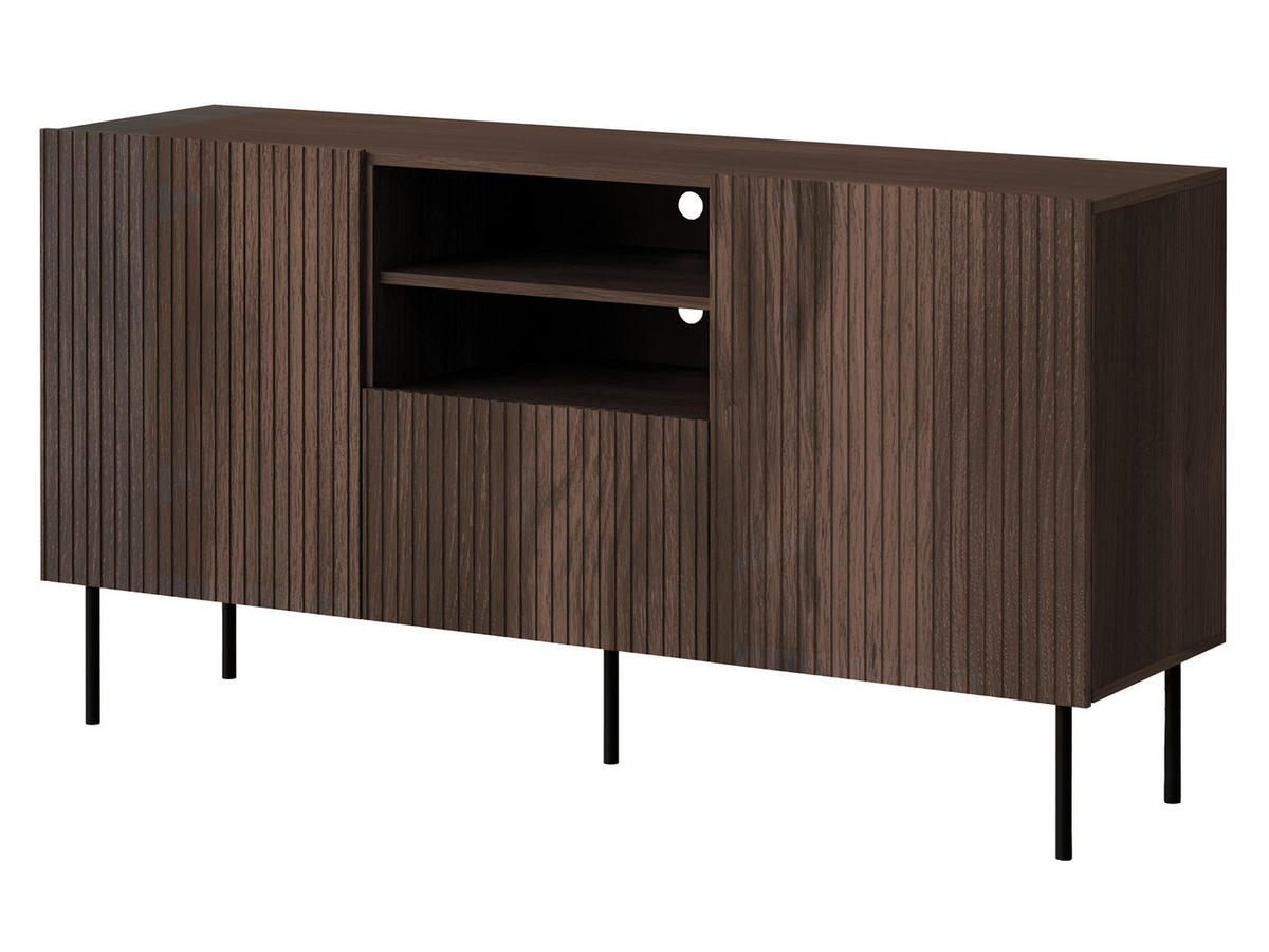 KOMMODE Tacos 150 2D1S - Schwarz/Braun, Holzwerkstoff/Metall (151/81/42cm) - MIRJAN24