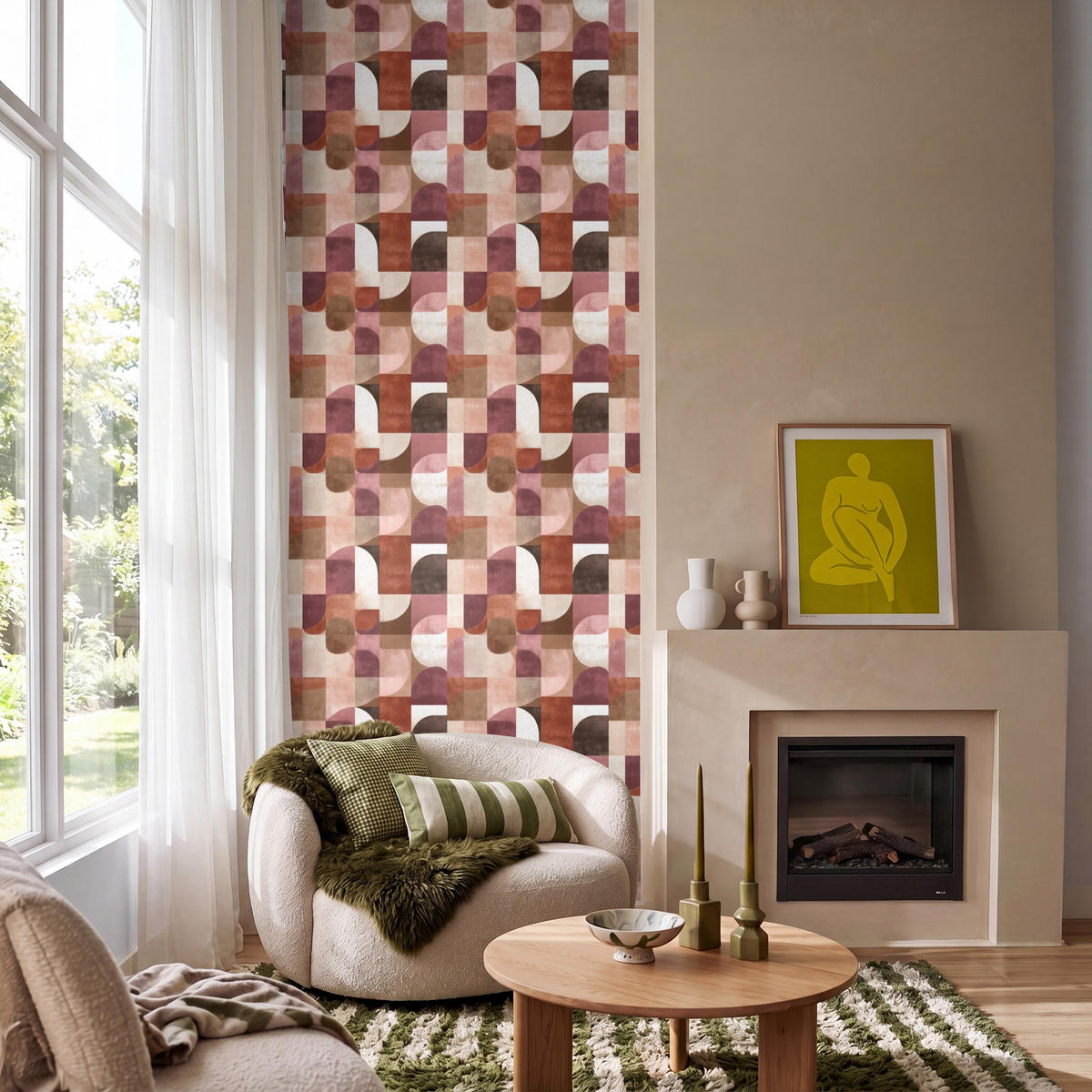 TAPETE - Geometrie - Modern - Retro - 100x260 cm - Multicolor, Papier (100/260cm) - OnlyWow
