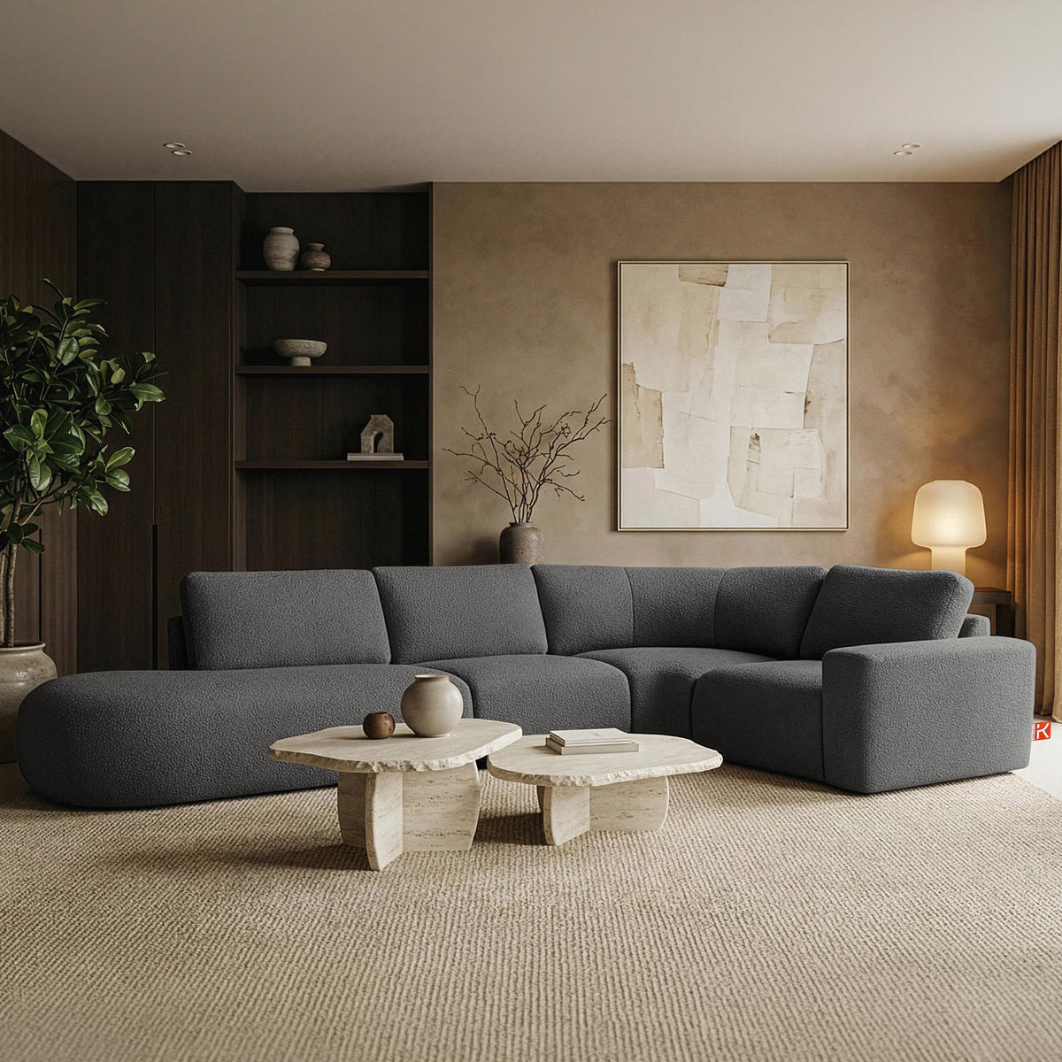 ECKSOFA LINKS ZUCCO, Graphit - Graphitfarben, Holz/Holzwerkstoff (224/373cm) - KONSIMO®