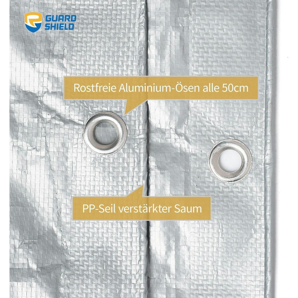 GEWEBEPLANE 2 x 2 m Silberfarben Wasserdicht - Silberfarben, Kunststoff (30/1.7/40cm)