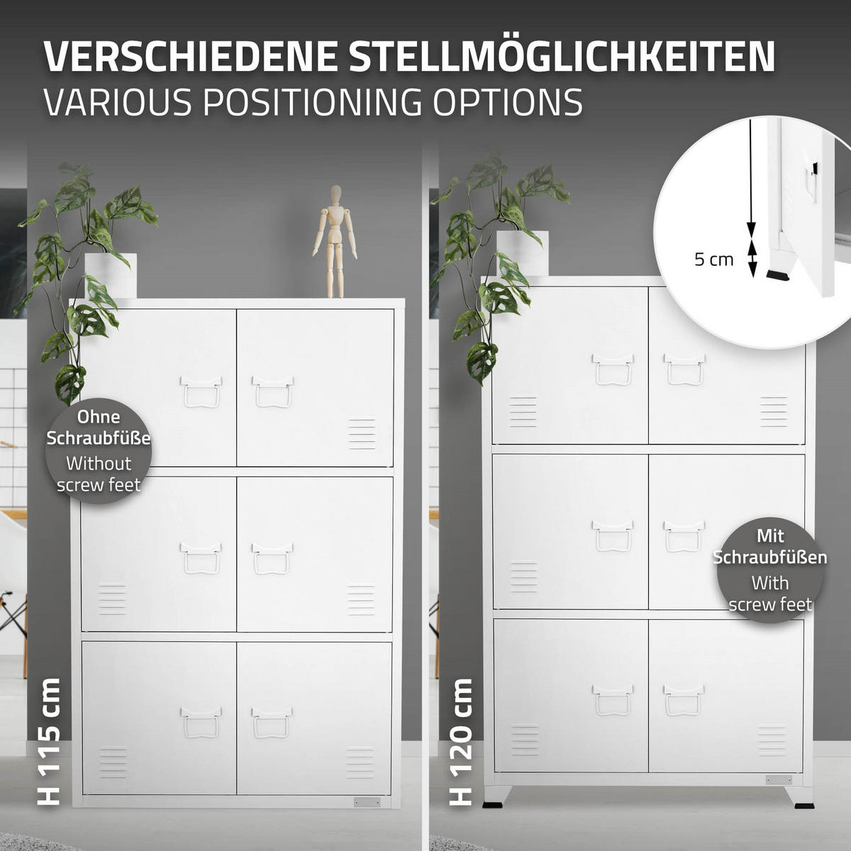 AKTENSCHRANK 75x40x120 cm Weiß aus Stahl - Weiß, Metall (40/120/75cm) - ML-DESIGN