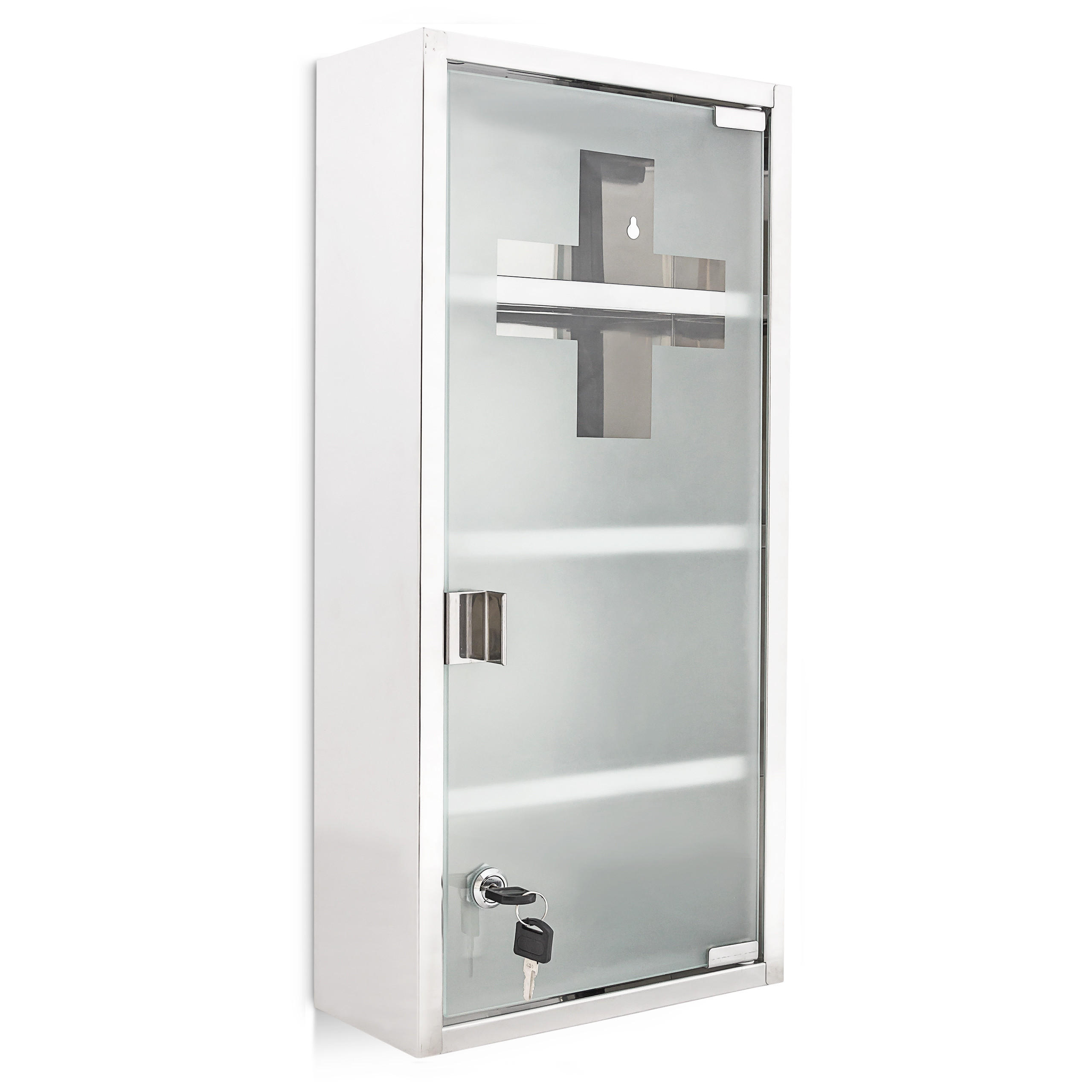 MEDIZINSCHRANK - Silberfarben, Glas/Metall (27/57/12cm) - Relaxdays