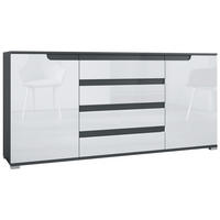 SIDEBOARD Sylt Weiß Hochglanz / Anthrazit matt - Weiß Hochglanz, Holzwerkstoff (166.5/75.5/35cm) - Vladon