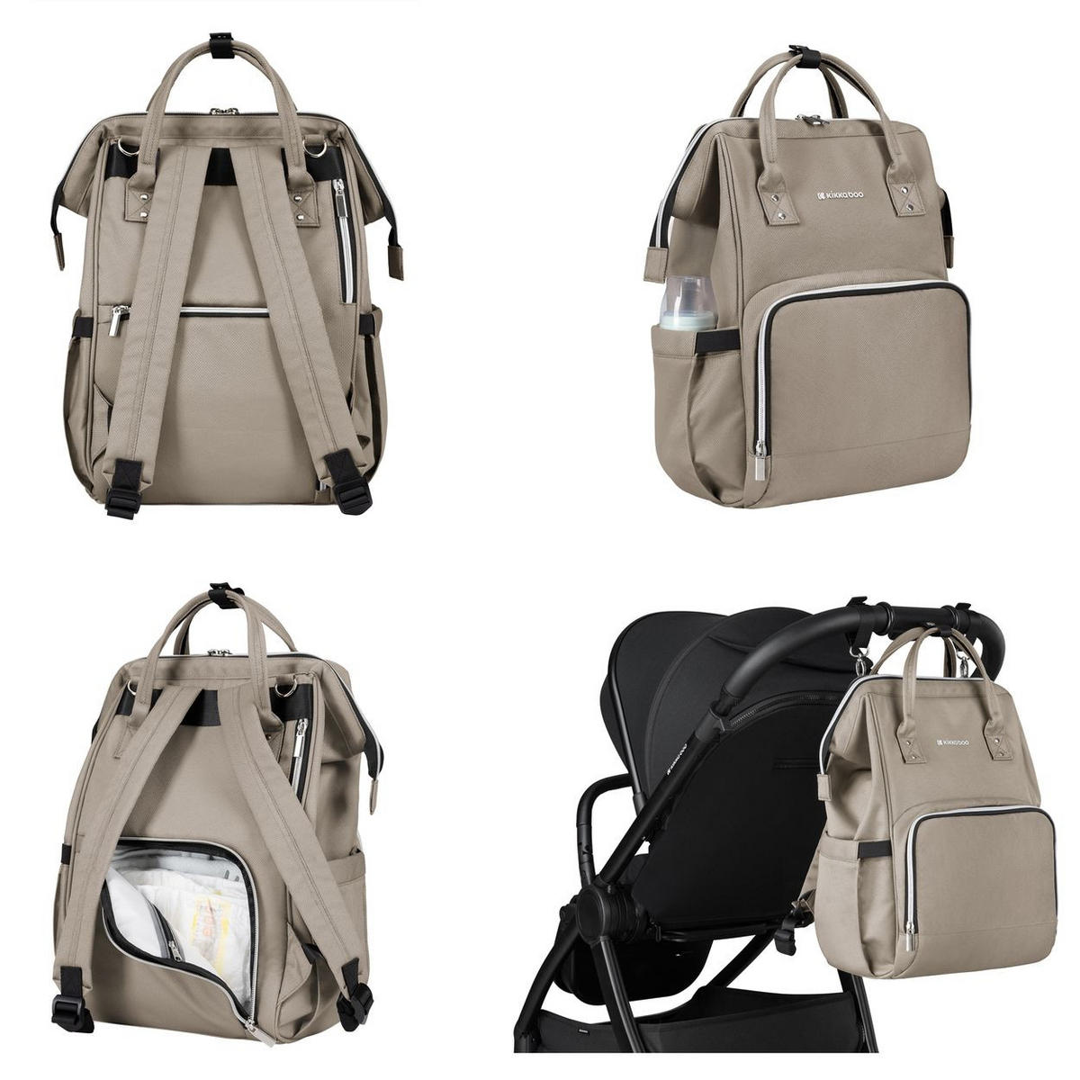 WICKELTASCHE Siena hellbraun Wickelunterlage, Thermo-Flaschenfächer, wasserabweisende Tasche - Beige, Textil (21/42/27cm) - Kikka boo