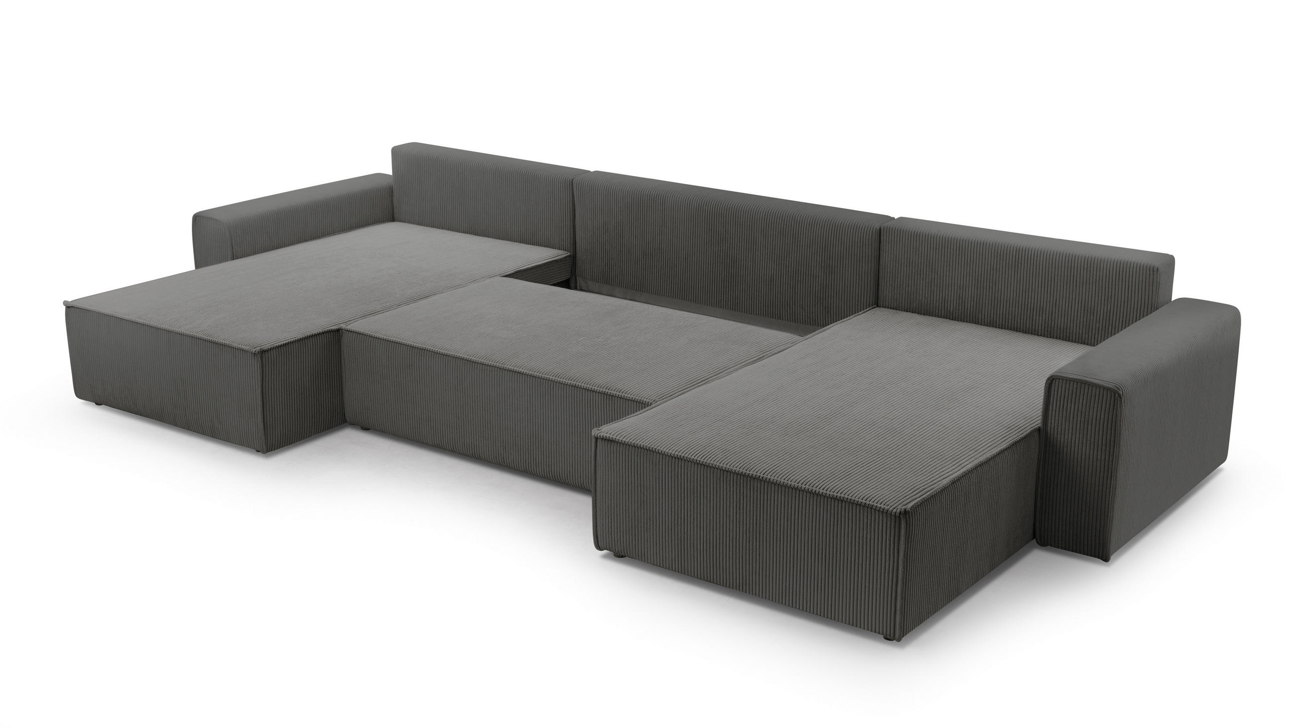 WOHNLANDSCHAFT Cedria Grau 389/145/85 cm mit Schlaffunktion - Schwarz/Grau, Kunststoff/Textil (389/85/145cm) - AX Living