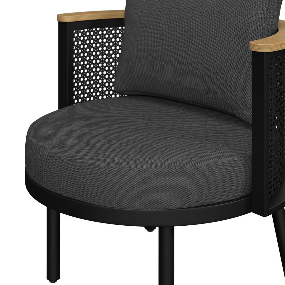 DINING-LOUNGESET Lissa Dunkelg Outdoorstoff/Metall/Polywood - Dunkelgrau, Metall - Bessagi Garden