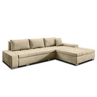 ECKSOFA L Form Tunceli Beige 297/210/85 cm – modernes Sofa fürs Wohnzimmer - Beige/Silberfarben, Textil/Metall (297/210cm) - AX Living