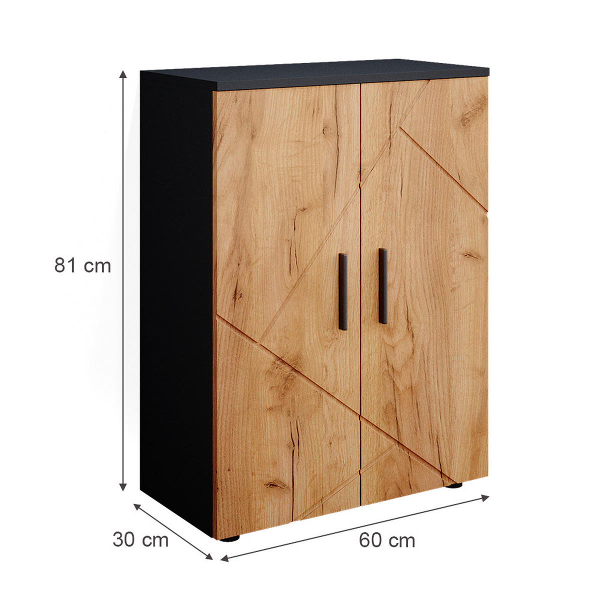 MIDISCHRANK Irma Anthrazit/Goldkraft Eiche 60 x 81 cm - Anthrazit/Eiche Wotan, Holzwerkstoff (60/81/30cm) - Vicco