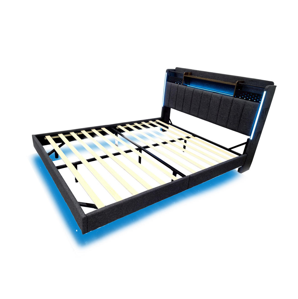 POLSTERBETT mit LED, USB und Stauraum 140x200 cm Grau - Grau, Metall (140/200cm) - Meubliv