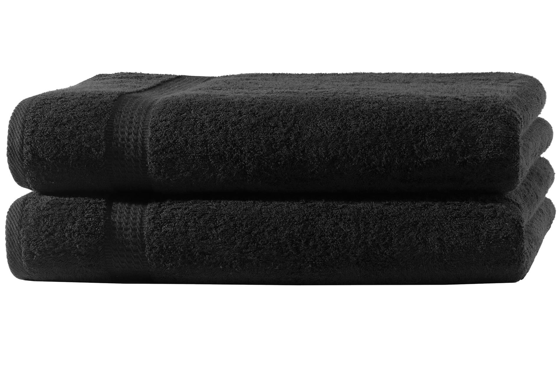 BADETUCH 100x150 cm Frottier Handtücher im 2er Set aus 100% Baumwolle, Schwarz 500g/m2 - Schwarz, Textil (100/150cm) - Carpe Sonno