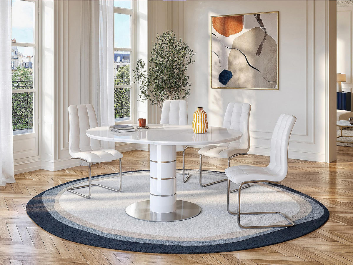 STUHL 6er-Set - Kunstleder - Weiß - NADYA - Weiß, Leder (43/100/60cm) - Vente-Unique