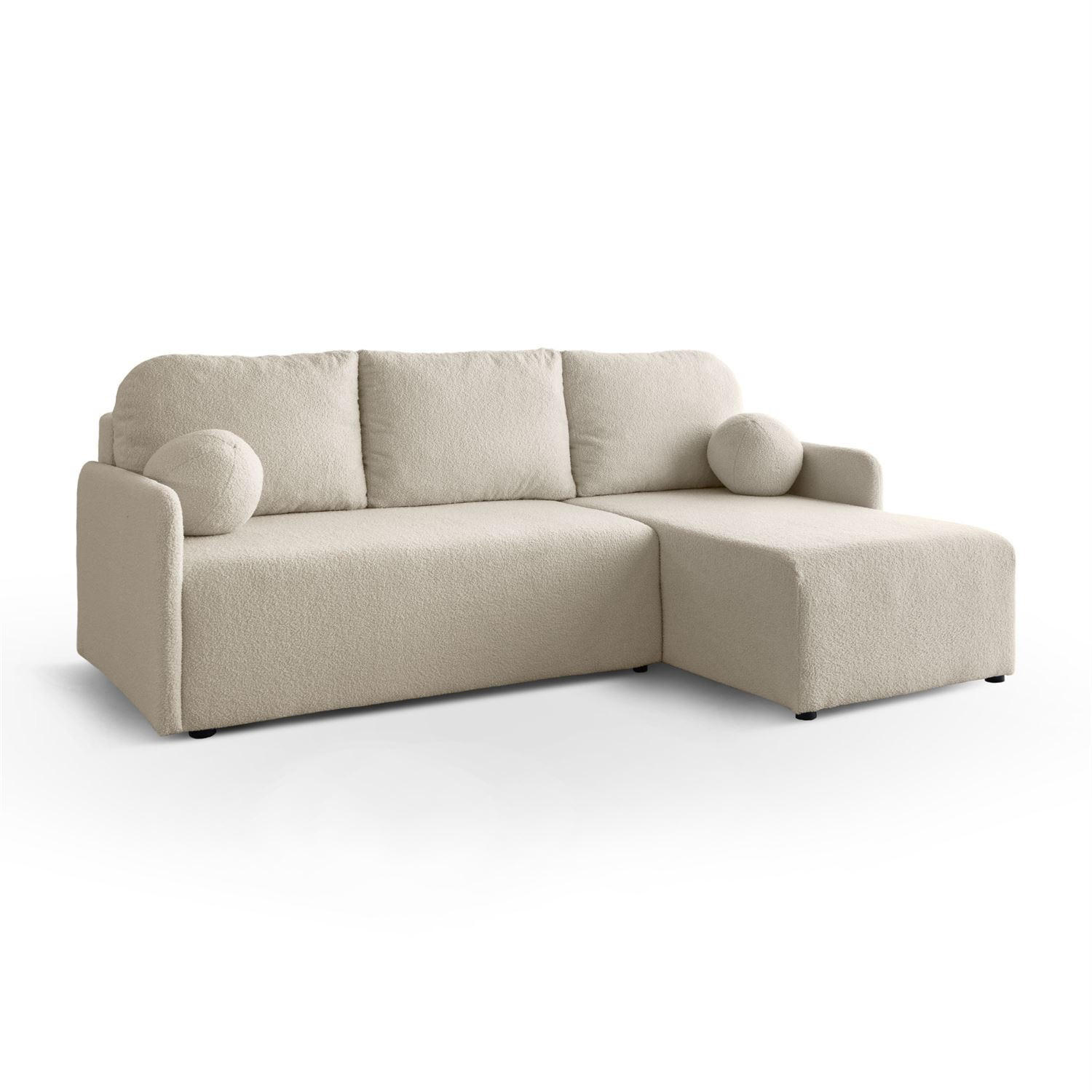 ECKSOFA CUDDLE mit Schlaffunktion und Bettkasten, Quelle 03 - Creme, Textil (213/145cm) - Lookway