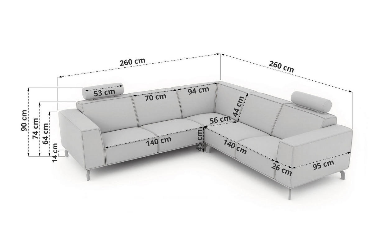 ROHOVÁ SEDAČKA VESANO L - Béžová Manšester - čierna/krémová, kov/textil (260/260cm) - MKS
