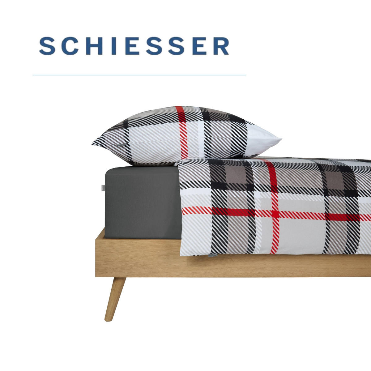 BETTWÄSCHESET Talisa - Feinbiber - 2-teilig - 135x200 cm - Grau - Grau, Textil (135/200cm) - SCHIESSER
