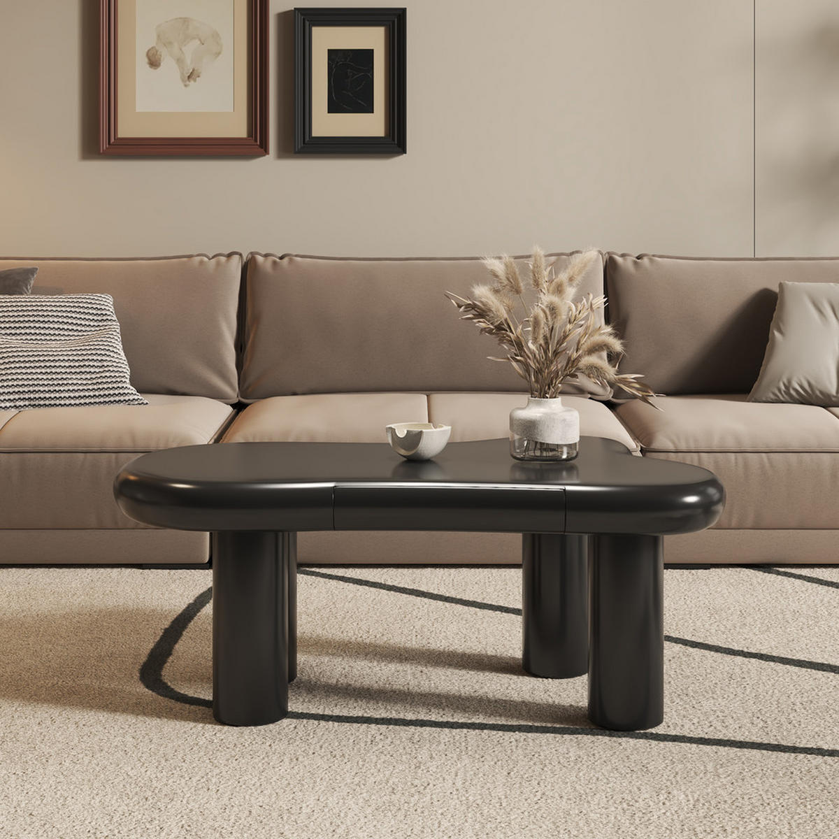 COUCHTISCH Cloud-Form MDF LED 16-Farben Schublade Modern Schwarz - Schwarz, Holz (40.64/35.56/35.56cm) - FLIEKS