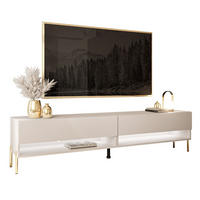 LOWBOARD TV-Schrank CALANTE 180 cm auf geraden goldenen Chrom-Beinen - Kaschmir/Goldfarben, Holzwerkstoff/Metall (180/44/35cm) - Lookway
