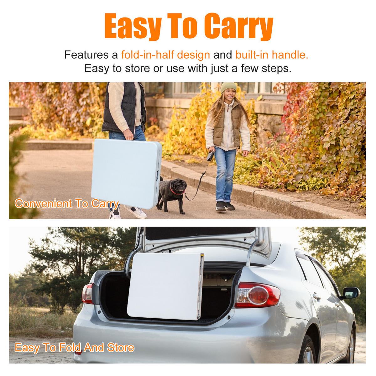 KLAPPTISCH 180 cm Weiß - Blau, Kunststoff (180/73.6/73.6cm) - ComfortXL