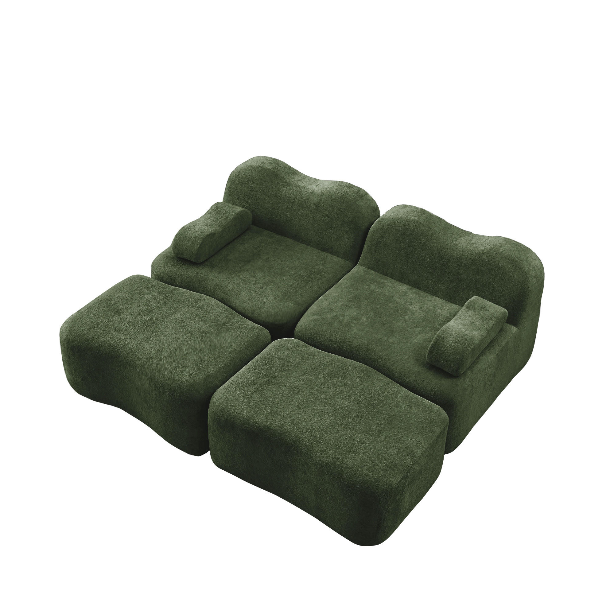 2-SITZER-SOFA DE-34348 mit 2 Ottomans Grün - Grün, Textil (167/70/192cm) - ComfortXL