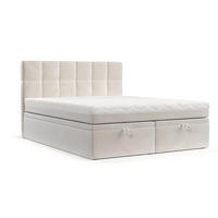 BOXBETT Elano 200/200 cm Creme im Paros Stoff - Creme/Schwarz, Holz/Holzwerkstoff (200/200cm) - AltaBeds