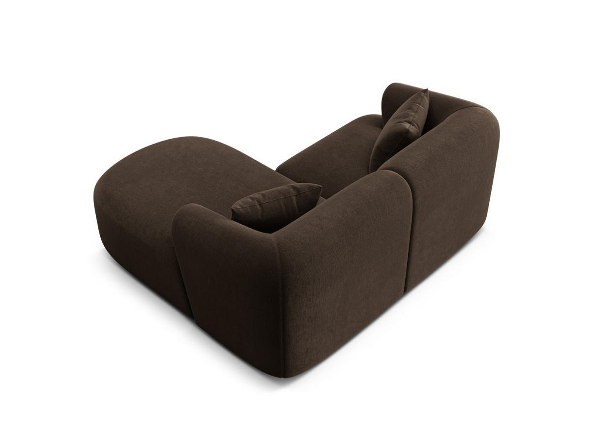 MODULARES-ECKSOFA rechts Campi aus Samt Schokolade 3 Sitzplätze - Dunkelbraun, Textil (156/180cm) - Cosmopolitan Design