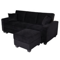 SOFA MIT OTTOMANE Schwarz - Schwarz, Textil (217/145cm) - MCW
