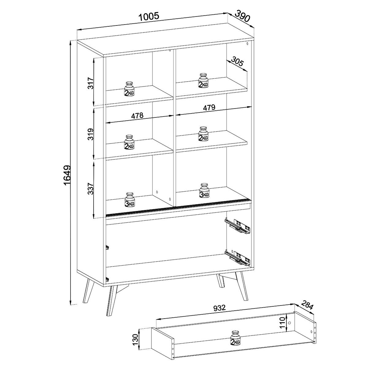 VITRINE ESTEVAN WIT1 Schiebetüren aus Glas Eiche Gold Eiche Gold - Honigeiche/Eichefarben, Holz/Holzwerkstoff (100/165/39cm) - Komodee