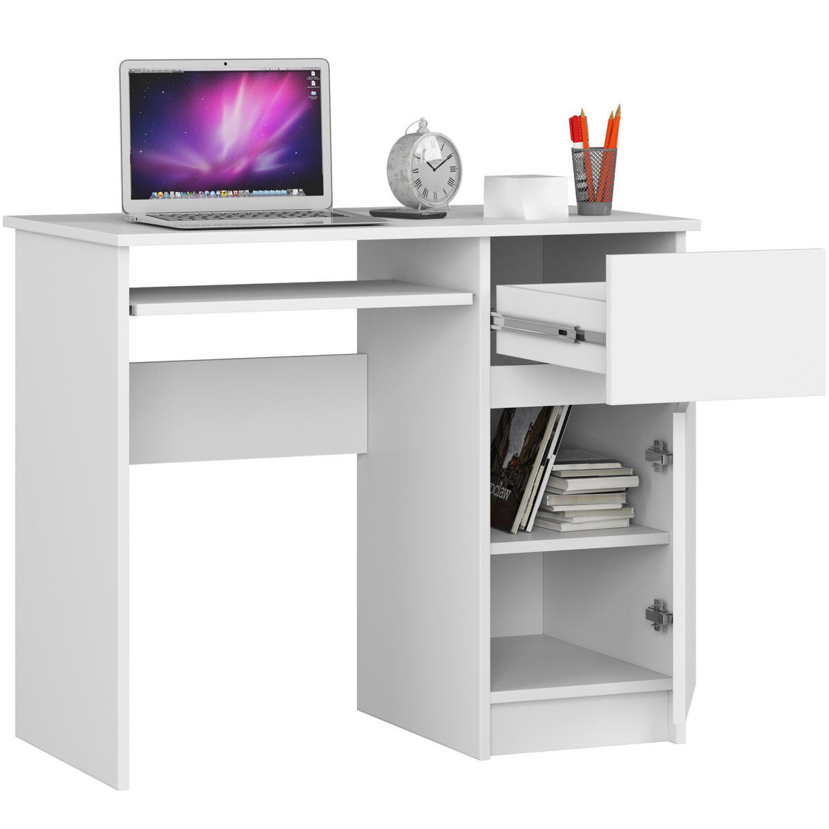 SCHREIBTISCH Weiß 90x50x77 cm - Weiß, Holzwerkstoff (50/90/77cm) - Akord