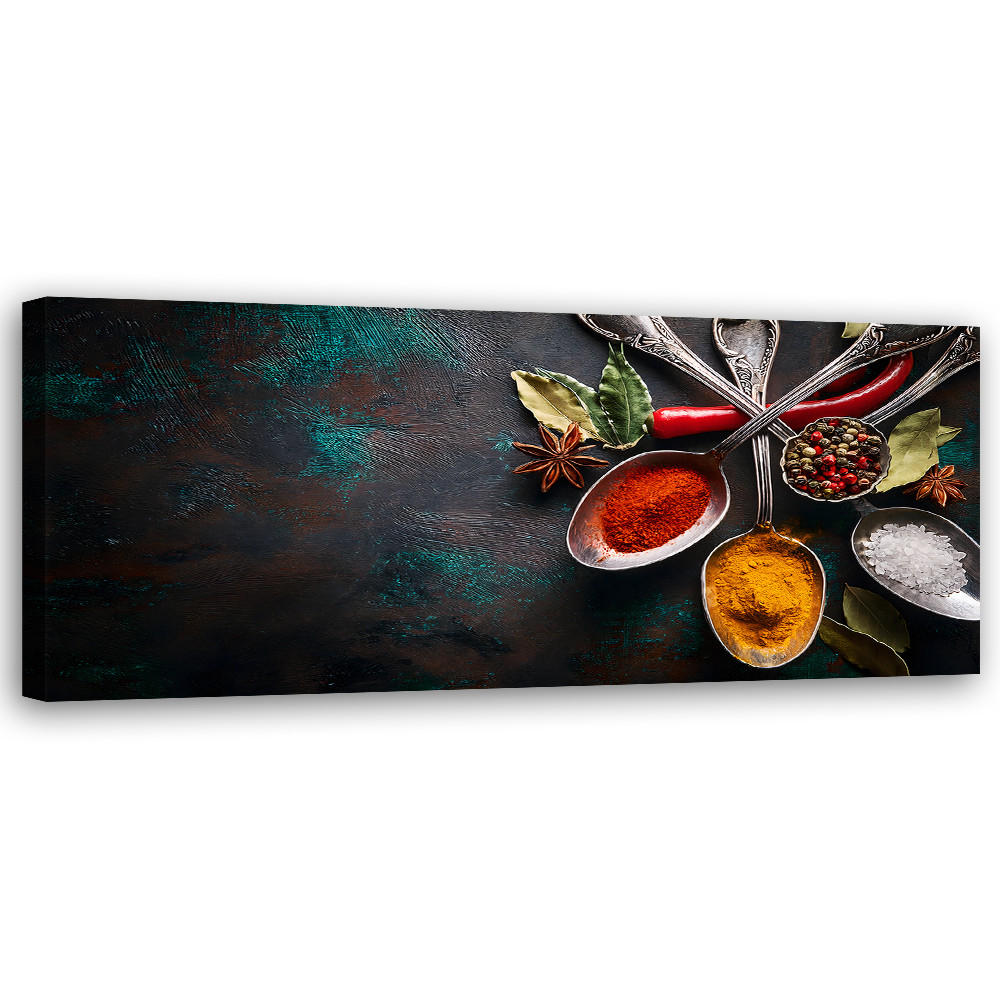 WANDBILD gewürze in der küche - Multicolor, Textil (90/30cm) - Feeby