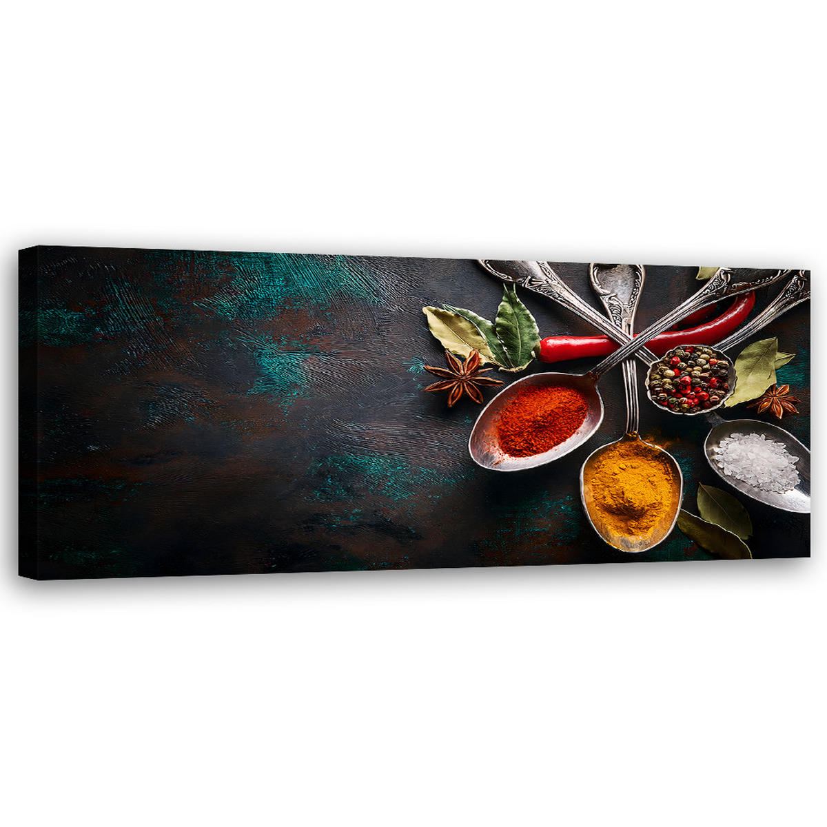 WANDBILD gewürze in der küche - Multicolor, Textil (90/30cm) - Feeby