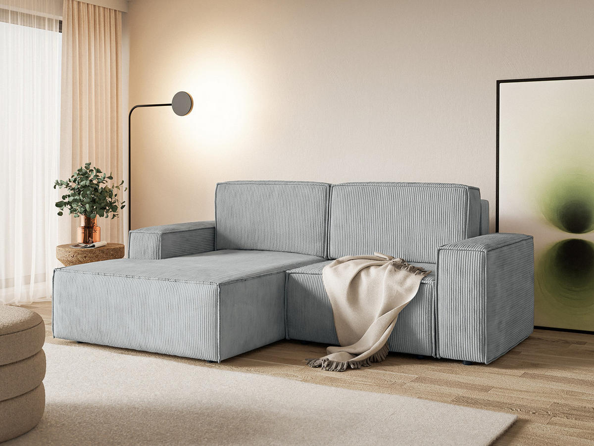 ECKSOFA KOKKO MINI mit Schlaffunktion, Hellgrau - Hellgrau, Textil (240/167cm) - Fedve