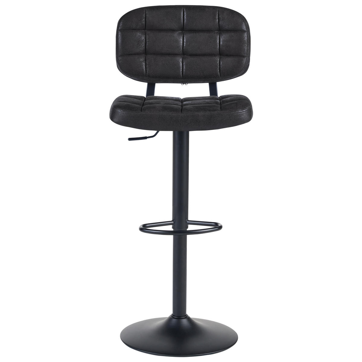 BARHOCKER 2er-Set Kunstwildleder drehbar Schwarz Tilton - Schwarz, Textil (49/96/42cm) - Beliani