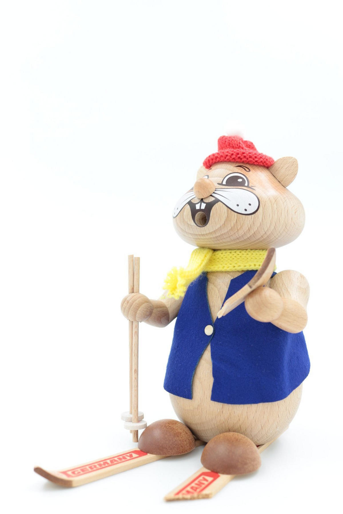 RAUCHFIGUR Hamster Skiunfall 18 cm - Multicolor, Holz (12/18/0.1cm)