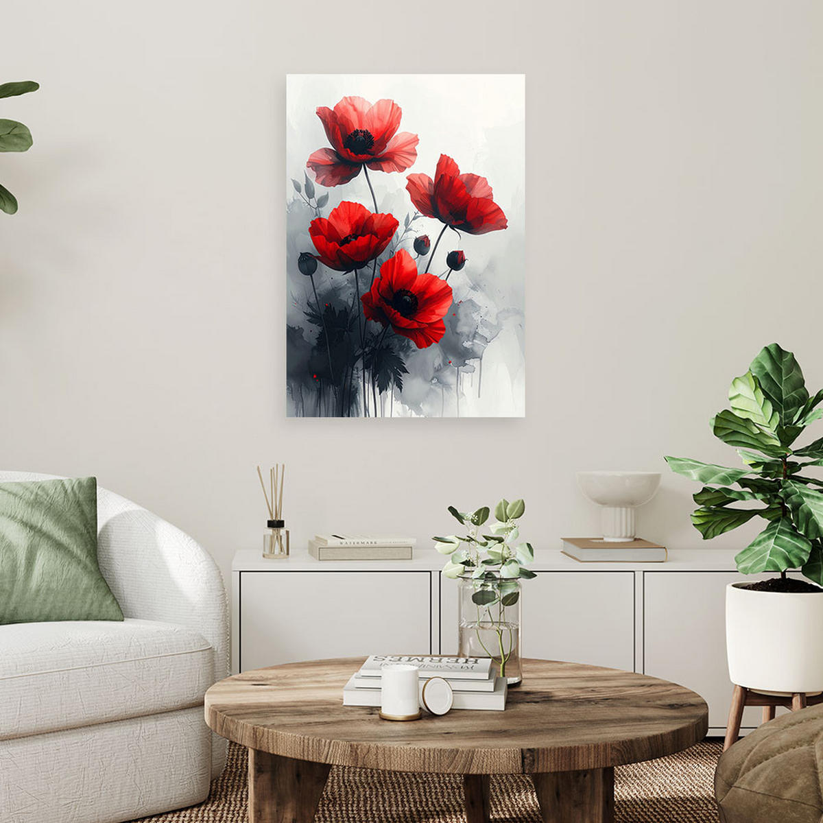 LEINWANDBILDER, Rote zarte Blumen - Rot, Textil (20/30cm) - Feeby