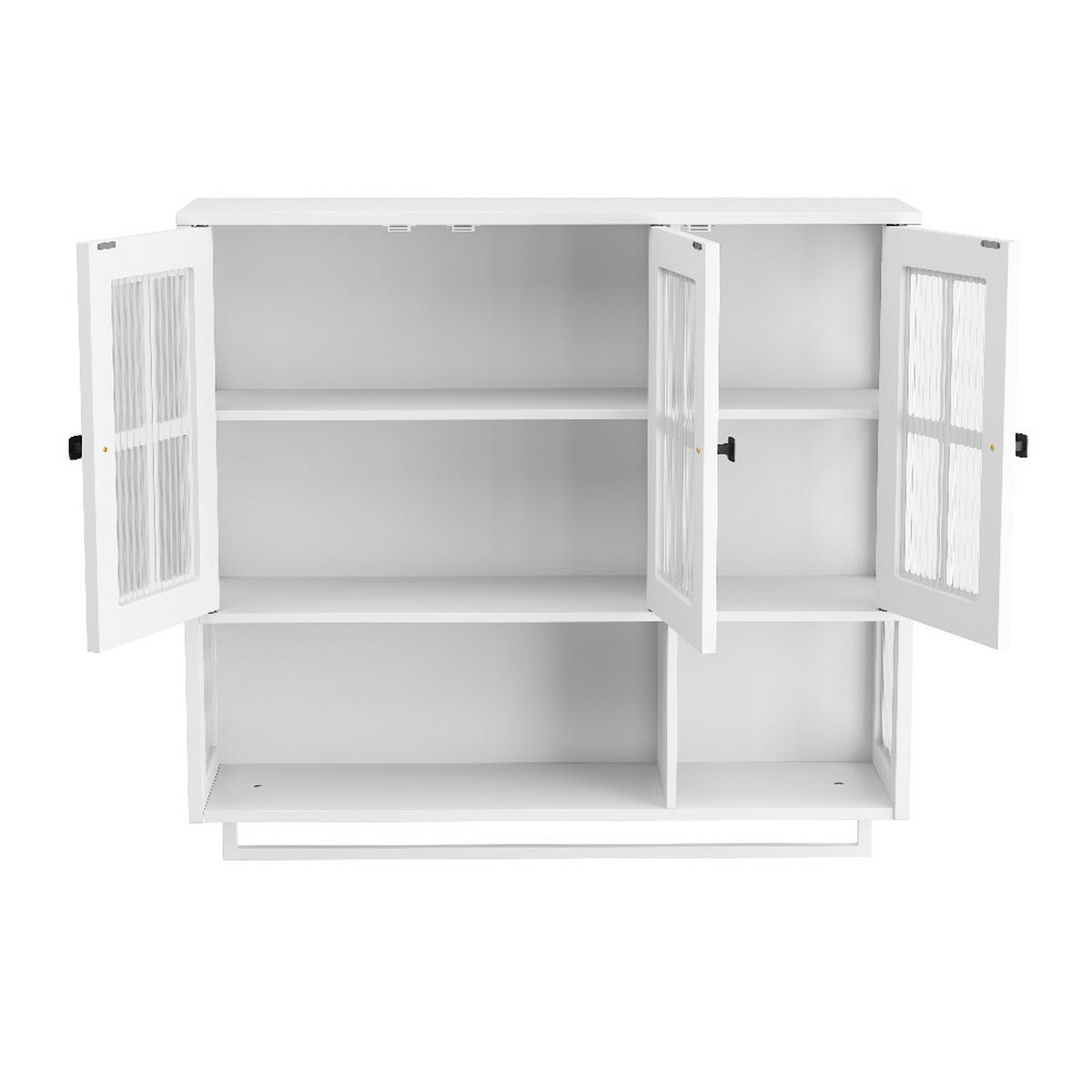 KÜCHENSCHRANK WANDMONTAGE 3 Türen Handtuchhalter Holz Weiß 88/82,5/26 cm - Weiß, Kunststoff (26/82.5/88cm) - Rolipo