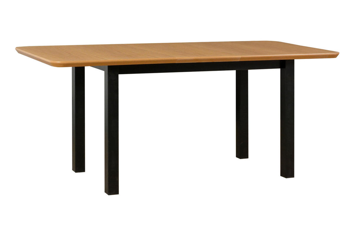 ESSTISCH wenus 2 S, 140-180/80 cm - Wildeiche/Schwarz, Holz (80/140/76cm) - Leaf Design