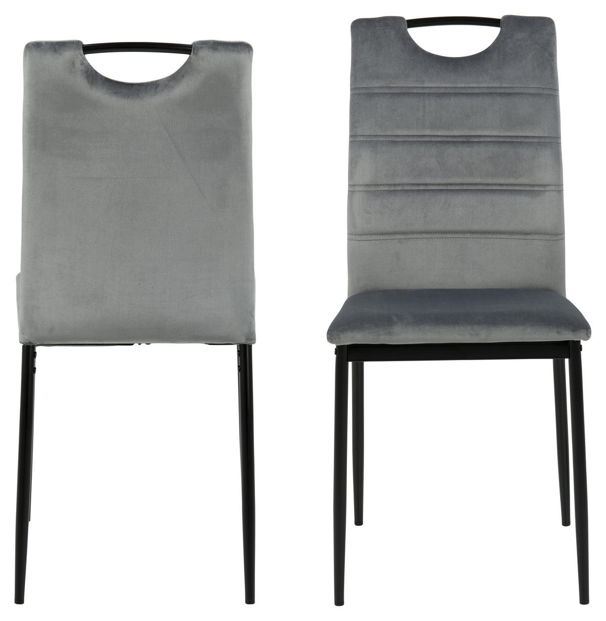STUHL 4er-Set velours grau - Grau, Holzwerkstoff (44/92/54cm) - ebuy24