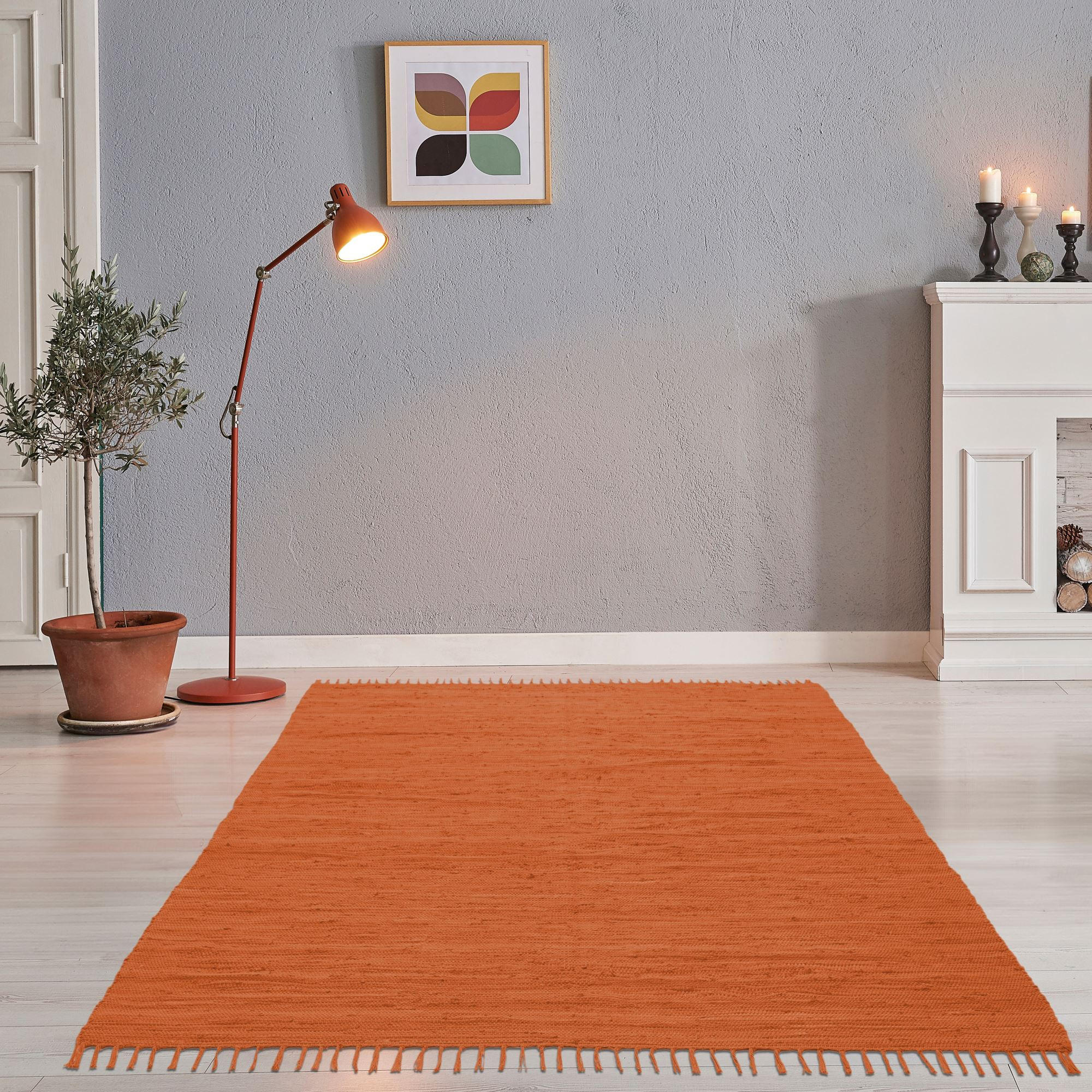 Thumbnail - Rug and Roll Fleckerlteppich, Terra cotta, Textil, Uni, Rechteckig, 90x160 cm, für Fußbodenheizung geeignet, Teppiche & ...