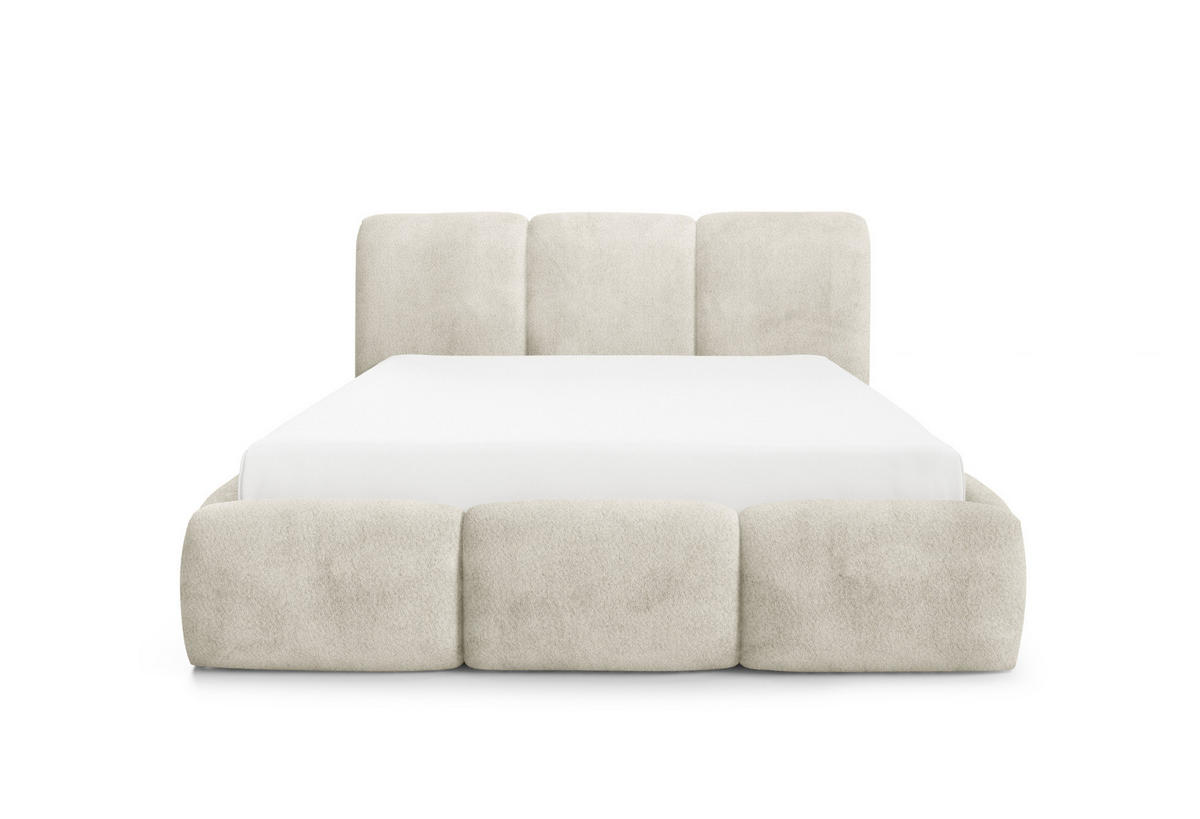 POLSTERBETT mit Stauraum Bouclé-Stoff 200x200 cm in Creme - Creme, Textil (200/200cm) - Home Collective