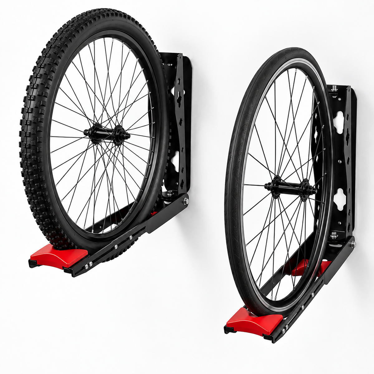 FAHRRAD-WANDHALTERUNG Schwarz Rot 4er-Set schwenkbar - Schwarz, Metall (6.5/39/65.5cm) - Relaxdays