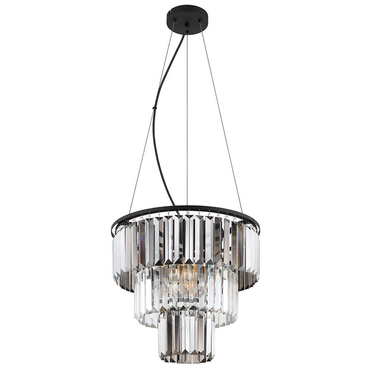 LED HÄNGELEUCHTE Metall Kristalloptik Schwarz - Schwarz, Glas (40/40/120cm) - Globo Lighting