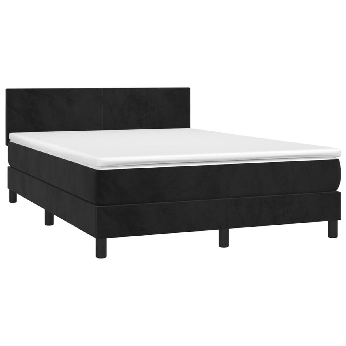 BOXSPRINGBETT Mit Matratze Schwarz 140/200 Cm Samt - Schwarz, Textil (140/200cm) - vidaXL